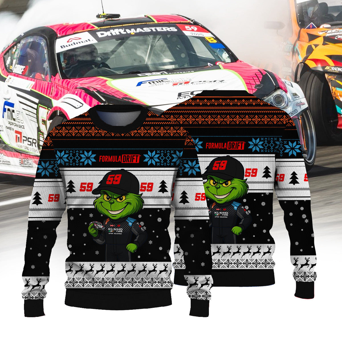 59 Racing Jack Shanahan × Grinch Ugly Christmas Sweater