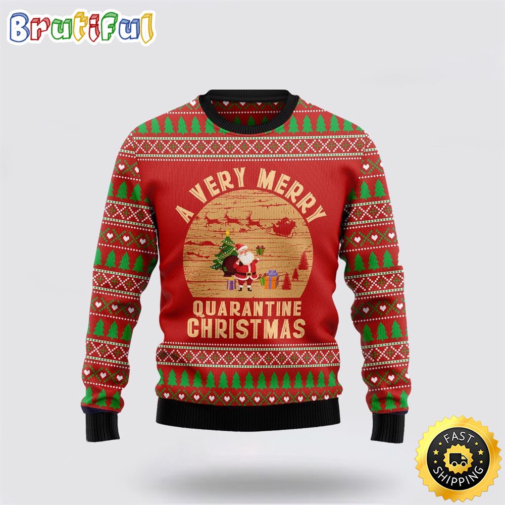 A Very Merry Quarantine Christmas Ugly Christmas Sweater Christmas Gift For That Everyone Will Love
