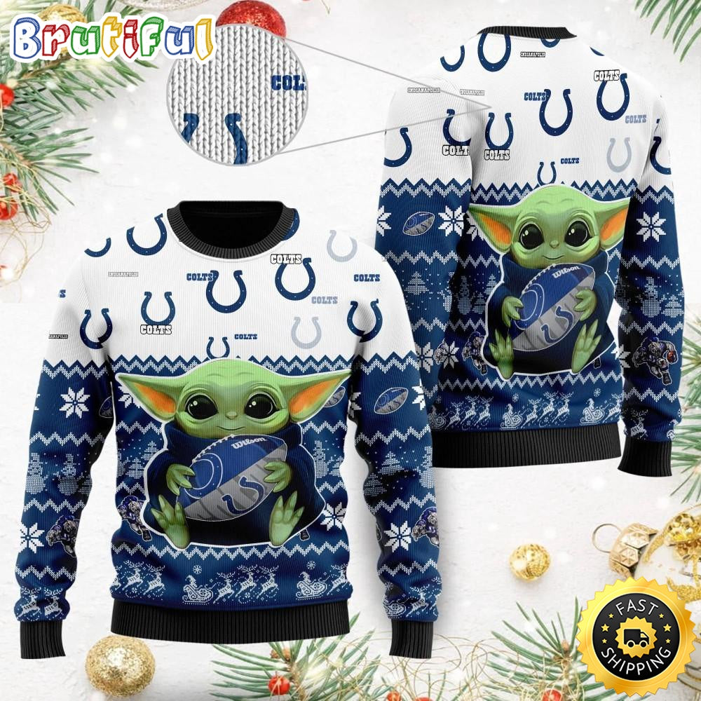 NFL Indianapolis Colts Ugly Christmas Sweater Baby Yoda Print Shirts