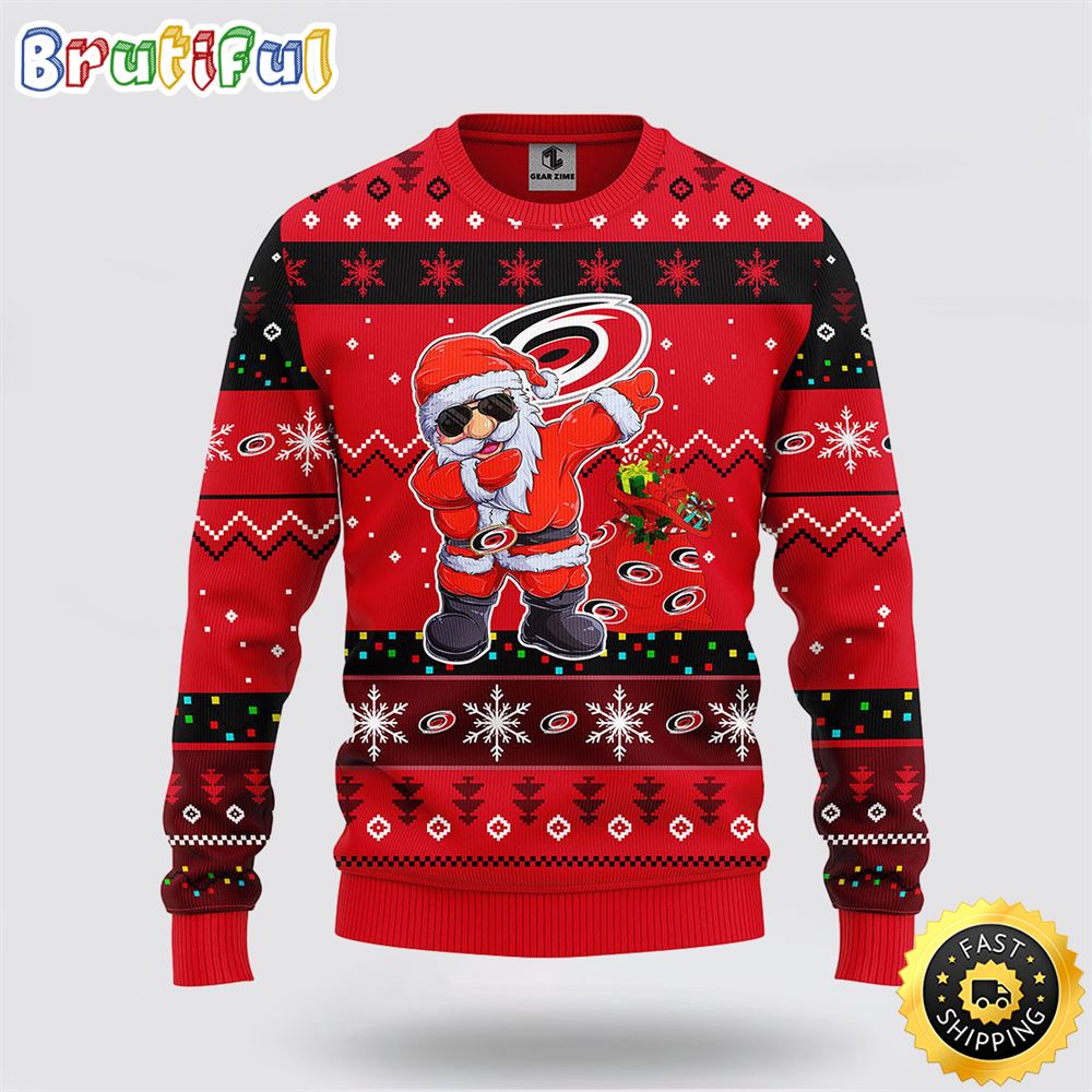 NHL Carolina Hurricanes Ugly Sweater Santa Claus Ugly Christmas Sweater