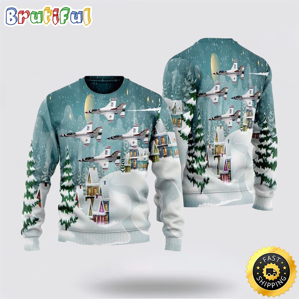 US Air Force Thunderbirds Christmas Sweater 3D